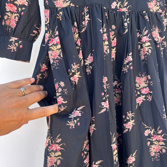 New Christy Dawn The Brigitte Dress Night Bouquet Black Flowers Maxi Small - Picture 12 of 16